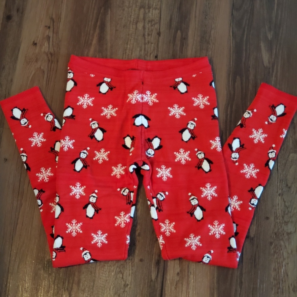Holiday Sweater Leggings with Penguin Print